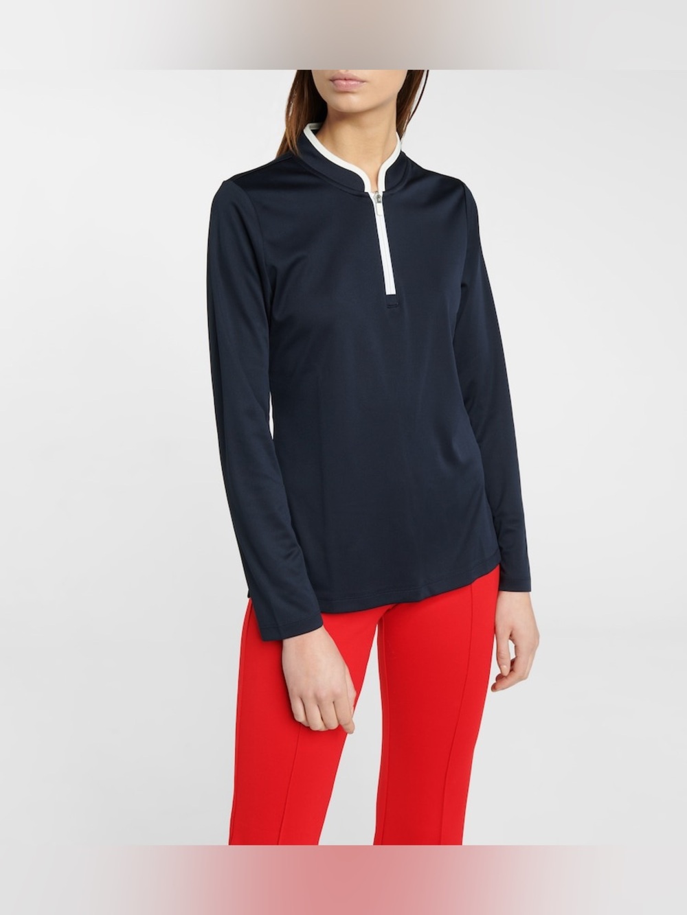 Tory Sport Half-Zip Jersey Pullover Top in Tory Navy, Size Small
